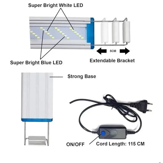 Bluepet BR 50 Aquarium Light white blue 14W Extendable brackets