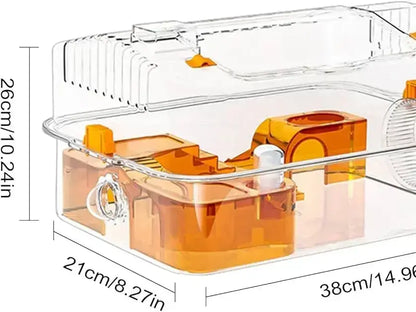 Transparent Hamster Cage with Wheel & Accessories