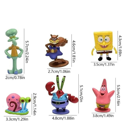 🧽 SpongeBob SquarePants Mini Figurines Set – Cartoon Character Toy Set (6 pcs)