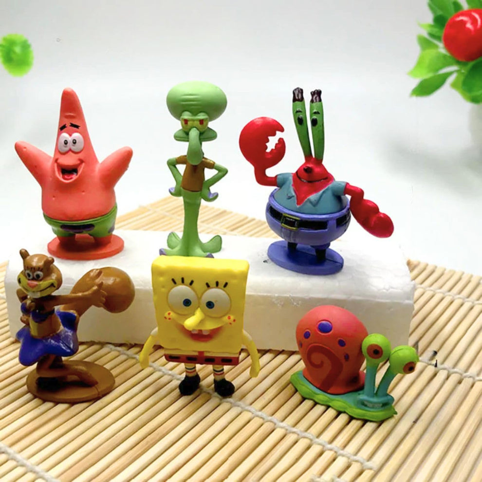 🧽 SpongeBob SquarePants Mini Figurines Set – Cartoon Character Toy Set (6 pcs)