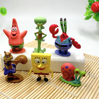 🧽 SpongeBob SquarePants Mini Figurines Set – Cartoon Character Toy Set (6 pcs)