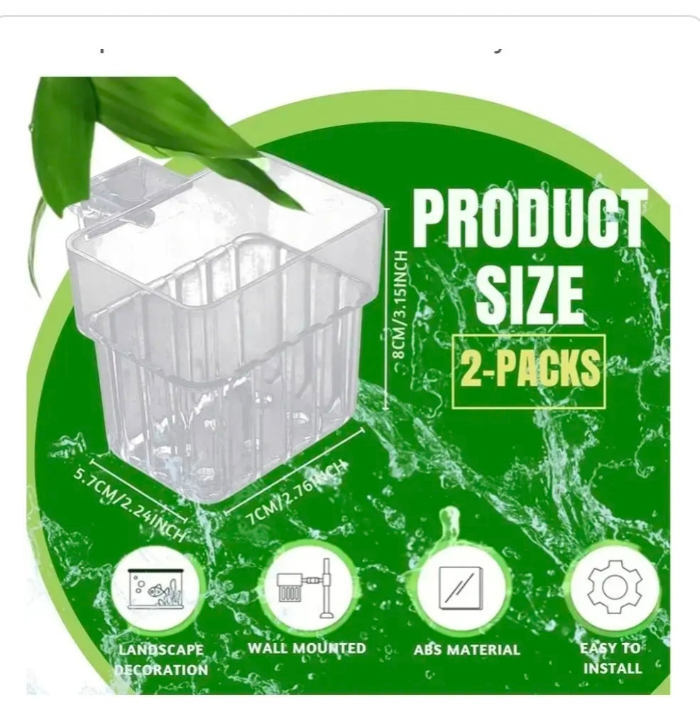 Aquarium Plant Holder Pot with Clamp – Transparent Plastic