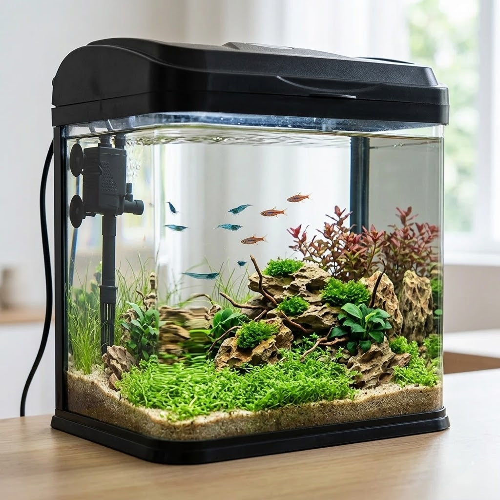 Rs electricals 230 el rectangle aquarium tank with light and filter 8 litre fish tank