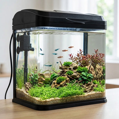 Rs electricals 230 el rectangle aquarium tank with light and filter 8 litre fish tank