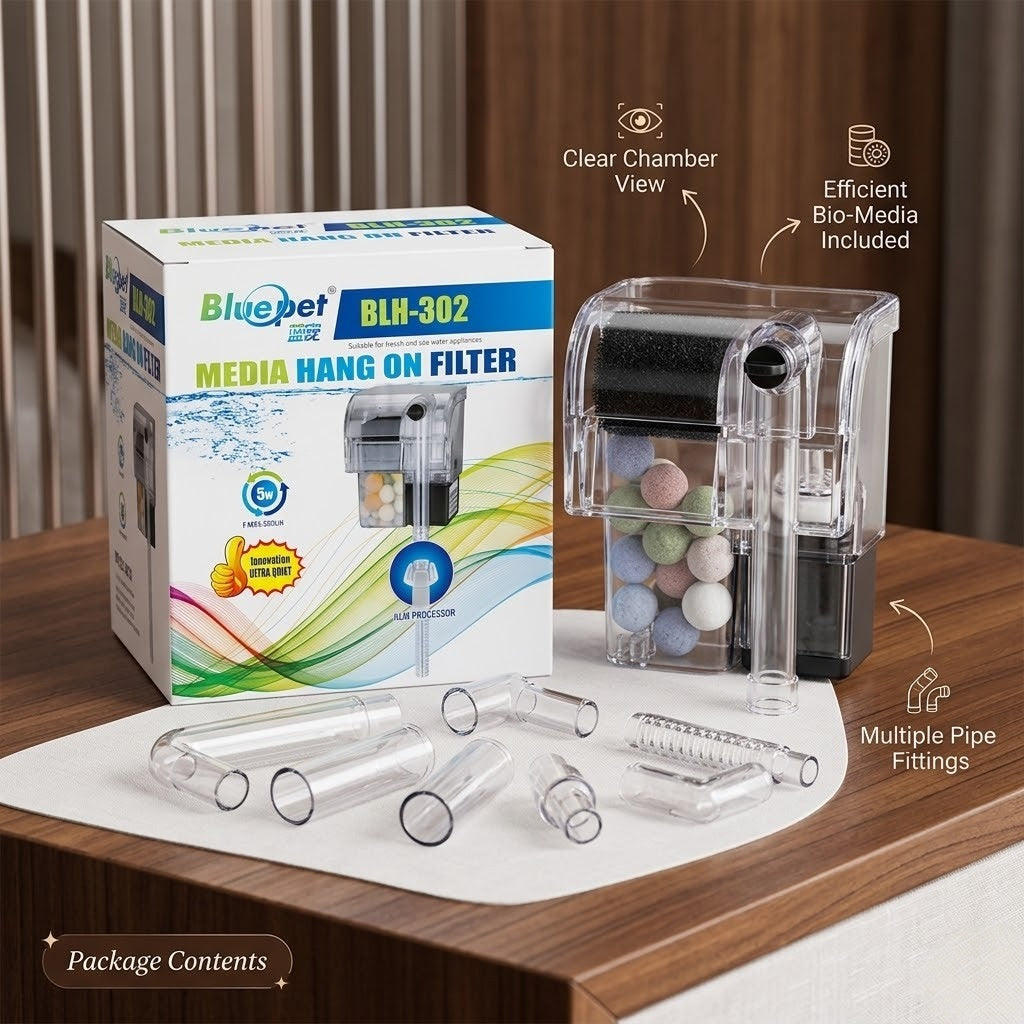 Bluepet BLH-302 Media Hang On Fiter for Aquarium (5W)